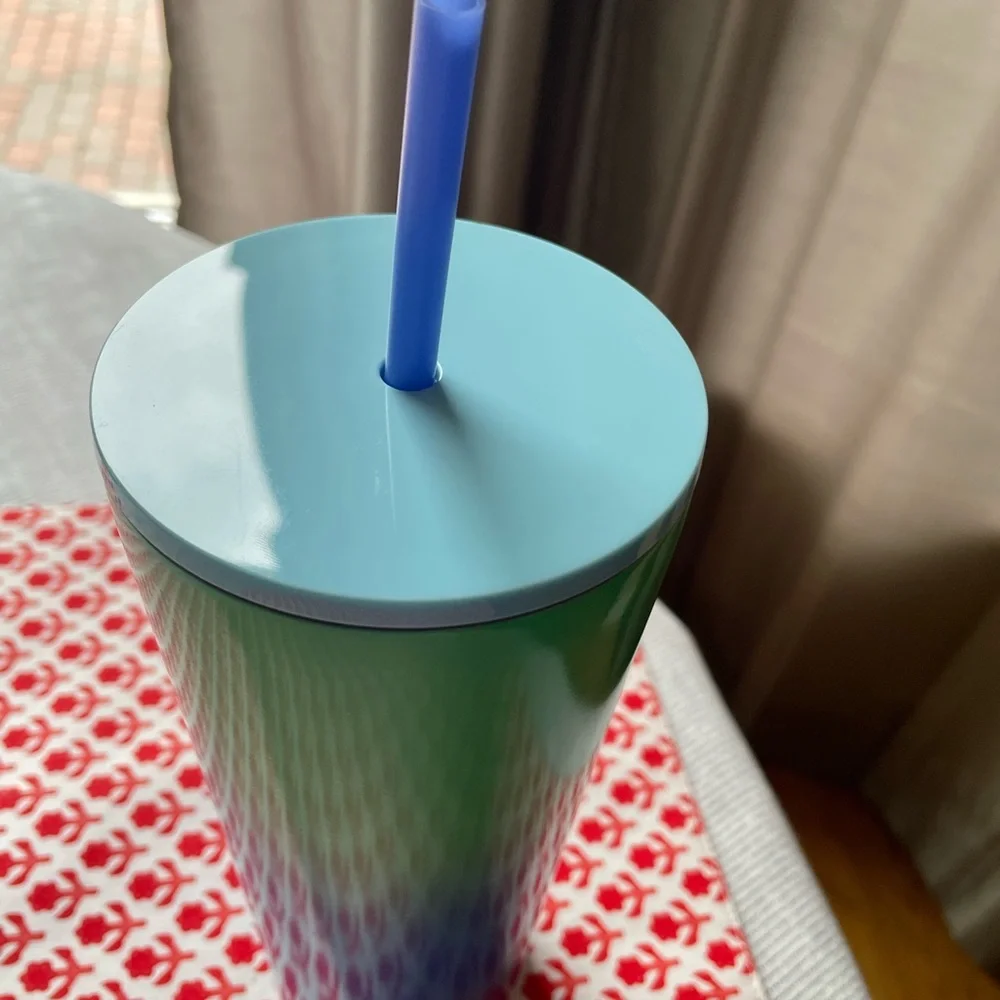Starbucks 2023 Cold Cup Tumbler Blue Green Pink Technicolor Paint Stainless